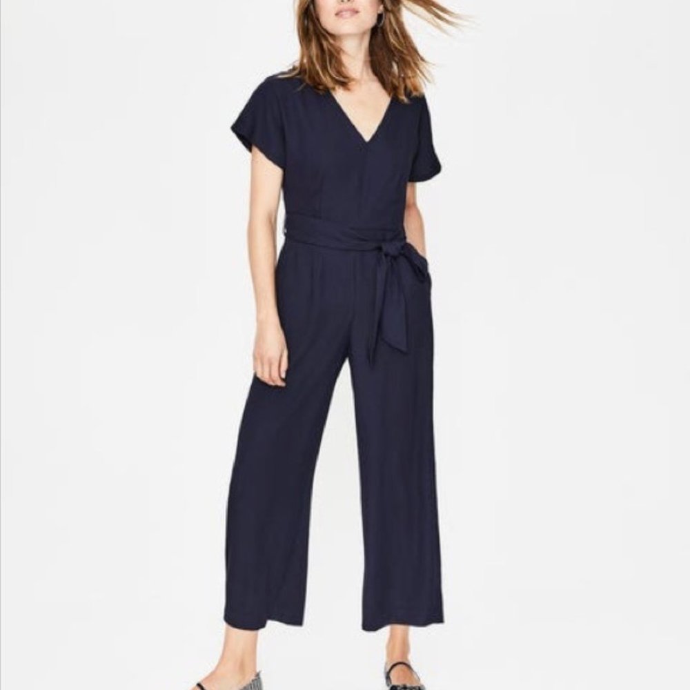 Boden Romilly Black V-Neck Jumpsuit - 6R - Holiday Party Dress Outfit